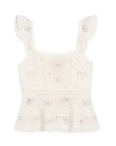 Детский топ Melsy для девочек - для малышей и для взрослых Loveshackfancy, белый