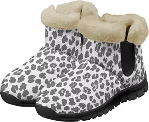 Женские зимние сапоги для снега водонепроницаемые уличные теплые ботинки на зиму модные ботильоны Spowatriy, Gray Leopard Print