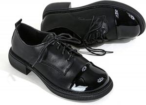 Женские повседневные туфли Huixing с круглым носком, шнуровкой и средним каблуком, с цветной отделкой Huixing Art, Black