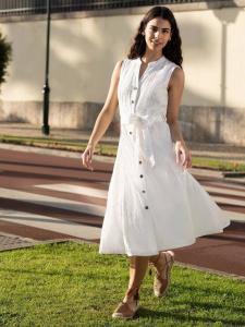 Хлопчатобумажное платье миди с цветочным узором broderie anglaise Yumi, белый