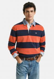 Рубашка поло CHAMBRAY STRIPE HEAVY RUGGER - Long sleeved top GANT, темно-оранжевый