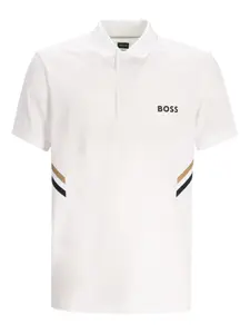 Рубашка поло с отделкой в полоску BOSS, белый