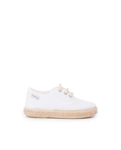 Детские парусиновые кроссовки на подошве-эспадрилье и шнурках Pisamonas, белый