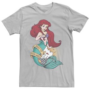 Мужская футболка 's The Little Mermaid Tattoo Style Quote Disney, серебристый