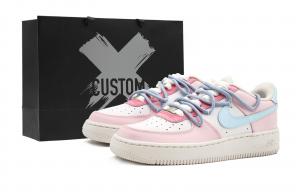 Nike Air Force 1 Розово-голубые Sweet Dream, синтетическая кожа, нескользящая подошва, амортизация, износостойкость, низкие кроссовки