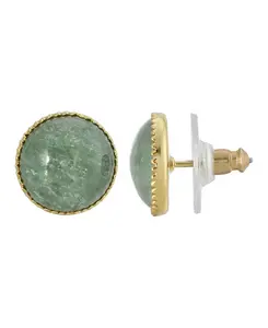 Серьги-Гвоздики с круглыми полудрагоценными камнями золотистого оттенка 2028, green