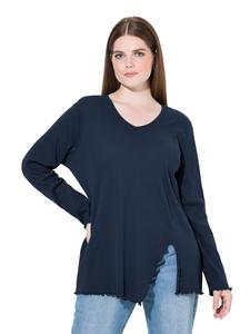 Ulla Popken Футболка с длинными рукавами темно-синего цвета