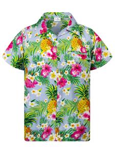 Рубашка на пуговицах классического кроя King Kameha Pineapple Flowers, светло-голубой