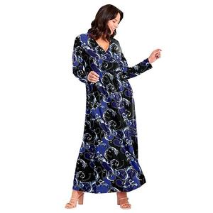 Женское платье макси с запахом и расклешенным подолом plus size Avenue, Blue Chain Scroll