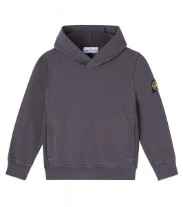 Хлопковый худи из джерси Stone Island Junior, Charcoal