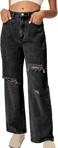 Женские рваные джинсы-бойфренды с карманами