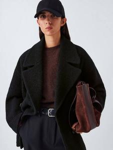 Двубортное пальто из букле шерсти John Lewis, Black