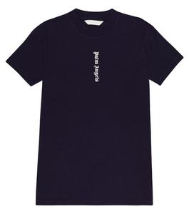 Платье-футболка из хлопкового джерси с логотипом Palm Angels, синий