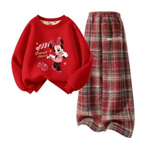 Детский костюм Tang с круглым вырезом и толстым воротником Disney, [thickened and fleece-lined]di cherry sweet красный+di long metal label k красный plaid