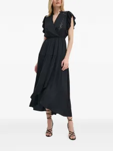 Кружевное миди-платье с оборками Morgan, синий