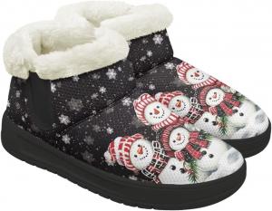 Женские зимние ботинки выше щиколотки, мягкие, на слипоны, с утепленной подошвой, теплые зимние ботинки для женщин Qoiuvncy, Snowmen Black