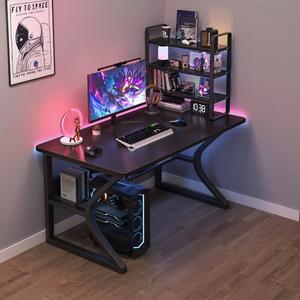 Компьютерный стол Naijia с трехъярусной полкой, черный, 120 см