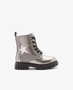 Детские ботинки в военном стиле средней высоты с звездным принтом Conguitos, серебряный