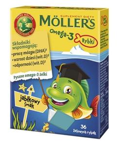 Mollers Omega-3 Rybki Jabłkowe жевательные конфеты с омега-3 кислотами и витамином D3, 36 шт.