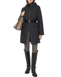 Нейлоновое пальто средней длины с капюшоном Burberry, черный
