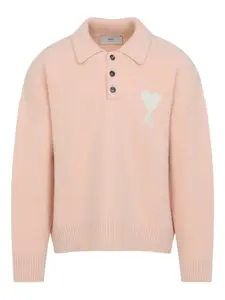 Поло из альпаки на пуговицах Ami Paris, розовый