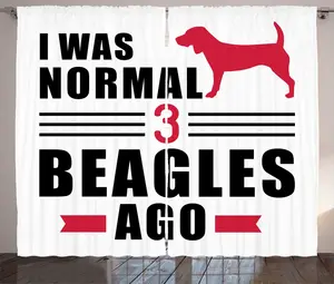 Штора ABAKUHAUS "Бигль" в деревенском стиле, тема "Любитель собак", присборенная штора для спальни с петлями и крючками, 280 x 225 см, цвет: темно-розовый, цвет "коксово-серый" Abakuhaus