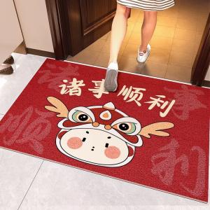Budis Ковер 100х140 см для входной двери Dragon Year, из шелковой петли, противоскользящий, пылестойкий, нарезаемый, для улицы и прихожей
