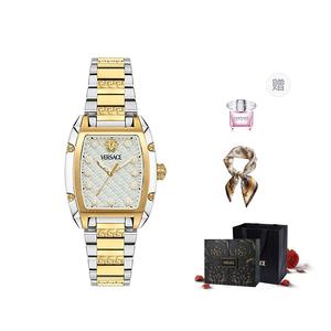 VERSACE Часы мужские кварцевые с черным циферблатом, стальной браслет, размер 44.8*36мм