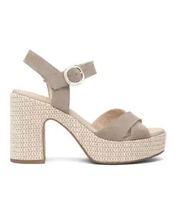 Бежевые кожаные сандалии на устойчивом каблуке Nerogiardini, бежевый