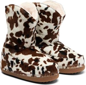Женские зимние ботинки с овальным носком, замшевые ботильоны с меховой подкладкой, теплые, на легкой надевании, модные сапоги для широкой голени XBKXMK, Cow Print