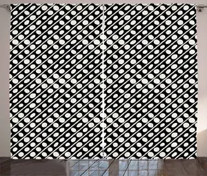 Штора ABAKUHAUS в деревенском стиле, черно-слоновая кость, геометрические фигуры, присборенная штора из тесьмы для спальни с петлями и крючками, 280 x 245 см, черно-слоновая кость Abakuhaus