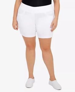 Шорты Plus Size Essentials однотонные из технической ткани с эластичным поясом HEARTS OF PALM, белый