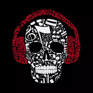 Music Notes Skull — мужская футболка премиум-класса Word Art LA Pop Art