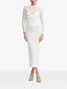 Кружевное миди-платье Carmen с длинными рукавами Bardot, белый