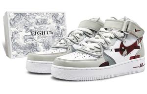 Кроссовки Nike Air Force 1 Skateboarding Shoes Men Mid-top Gray/Red, серый/красный