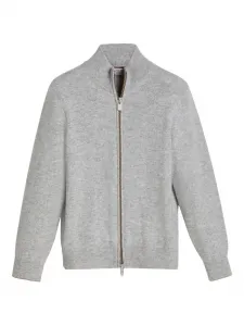 Кардиган на молнии с высоким воротником Brunello Cucinelli Kids, серый