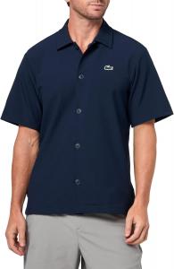 Мужская спортивная ультрасухая рубашка для гольфа Lacoste с принтом, Navy Blue