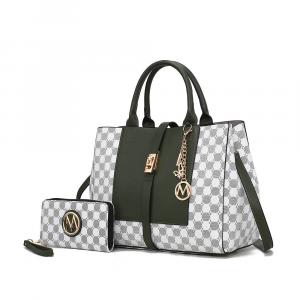 Сумка-саквояж Yuliana с круглым принтом и кошельком - 2 шт. MKF Collection by Mia k., оливковый