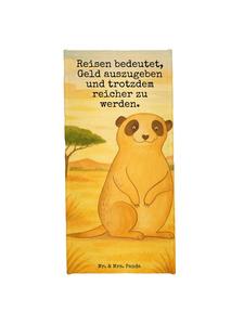 Пляжное полотенце с изображением суриката и надписью, выполненной на песчаном фоне  Mr. & Mrs. Panda, Sandig