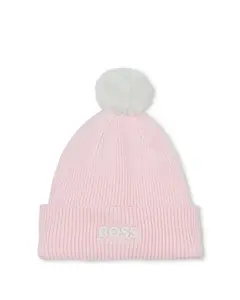 Розовая детская шапочка для девочки из хлопка BOSS Kidswear