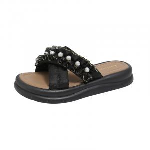 NANJIREN Женские противоскользящие тапочки с устойчивостью к истиранию черные, цвет Black