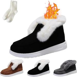 Женские зимние ботинки Pubyfun Senior Comfy до щиколотки, с теплой меховой подкладкой, удобные ботинки на каждый день, зимние снежные ботинки для женщин Glemall, Black