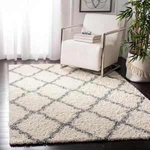 Ковер SAFAVIEH, 336 x 458 см, Dallas Shag Collection X-Large, цвета ivory и grey, узор trellis, без линьки и прост в уходе, идеален для помещений с высокой проходимостью в гостиной, спальне (SGDS257F)