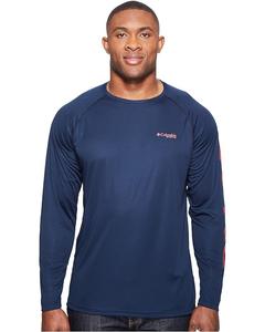 Рубашка Columbia Big & Tall Terminal Tackle L/S, цвет Collegiate Navy/Sunset Red Logo