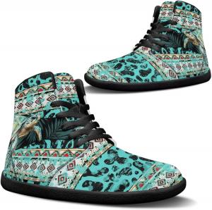 Binienty Мужские и женские минималистичные босоногие туфли из ПУ-кожи, высокие, с нулевым падением, для спорта, хайкинга и ходьбы, Cow Print Aztec Turtle