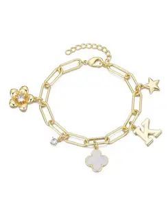 Золотой браслет с инициалами и массивными подвесками Adornia, gold-k