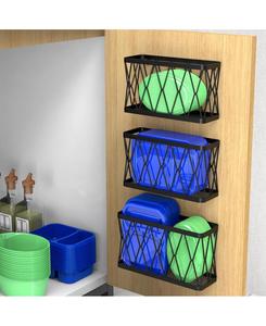 YIGII Набор из 3 самоклеящихся органайзеров для кухонных шкафов - настенные контейнеры для хранения крышек в кладовой и под раковиной, компактные, черные