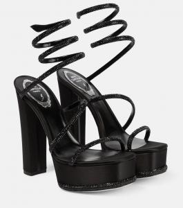 Декорированные босоножки Cleo на платформе 130 Rene Caovilla, черный