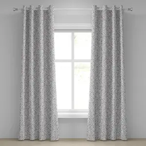 Винтажная штора на люверсах ABAKUHAUS, весенний цветочный мотив с изображением веток растений и силуэтов ягод, декоративная двухпанельная штора на окно, 280 см x 175 см, серый Abakuhaus