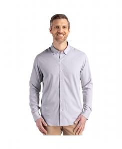 Мужская рубашка с длинными рукавами Skyline Epic Confidence из переработанной ткани в тонкую полоску Cutter & Buck, Elemental grey/white